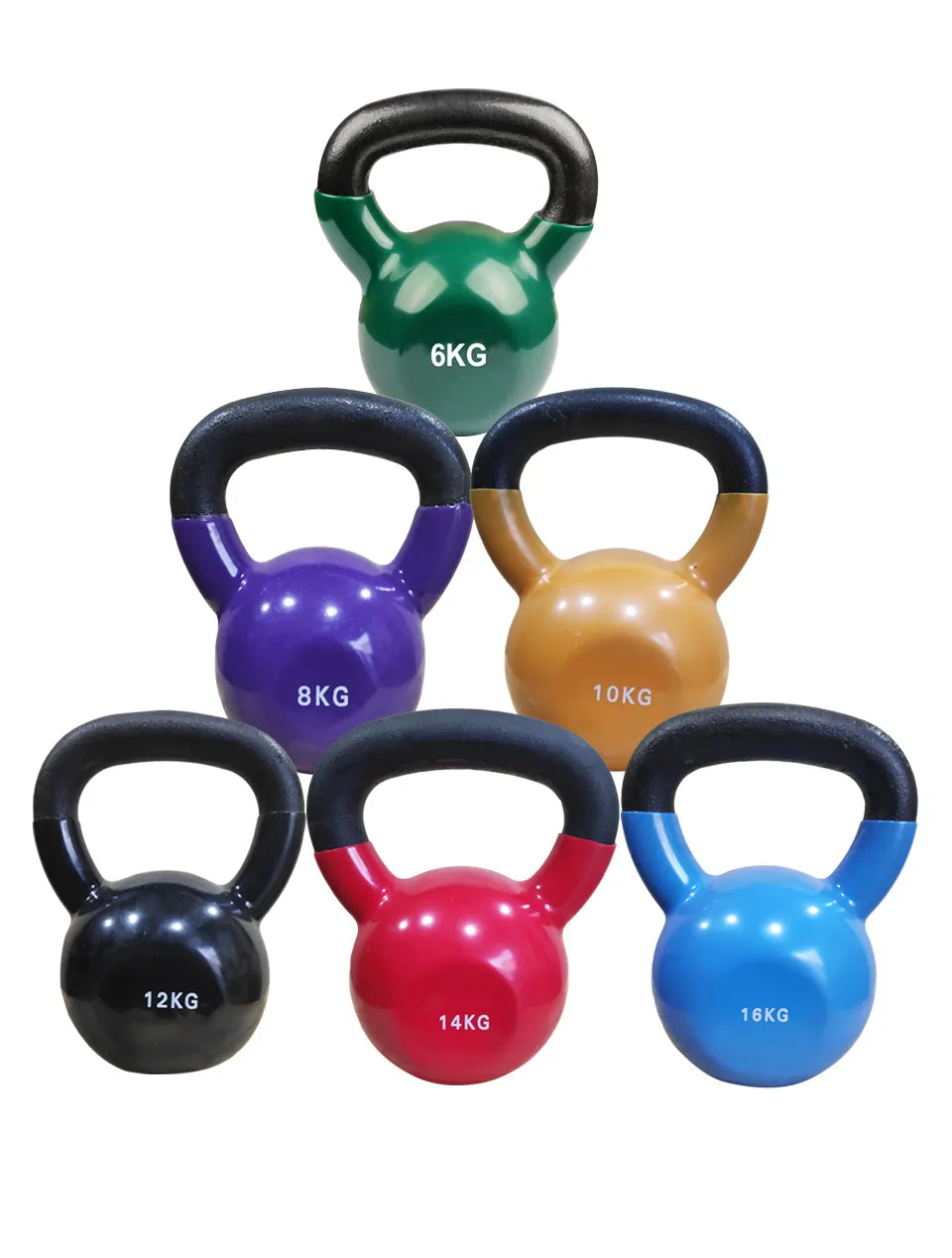 1441 Fitness Vinyl Kettlebell Set 6 to 16 KG (6 PCS Set )